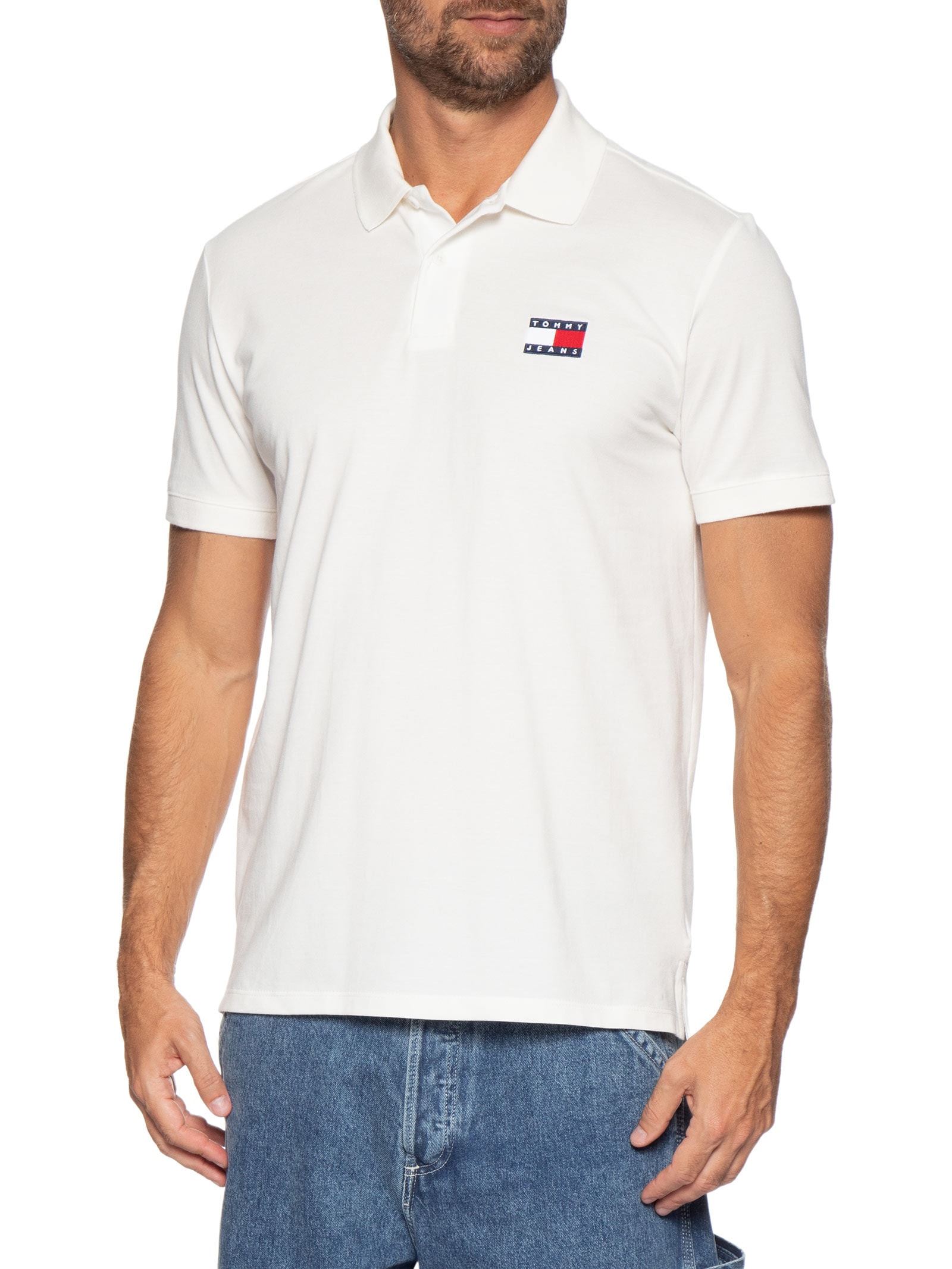 Polo Masculina Regular Fit com Logo Branco Tommy Jeans