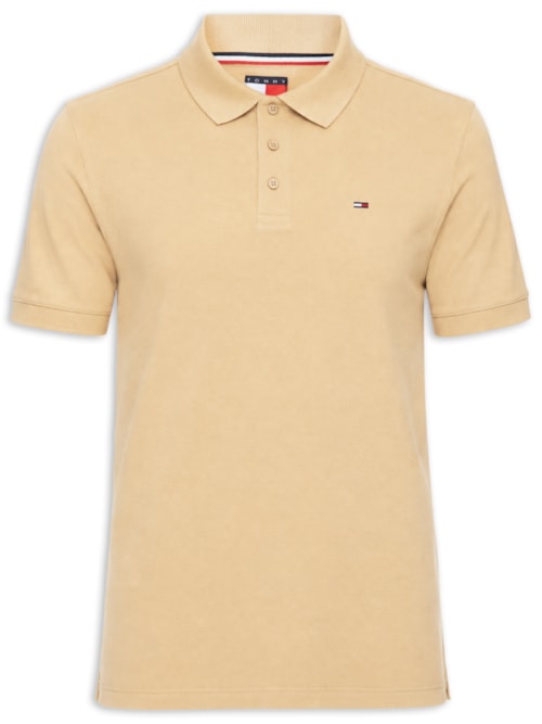 Polo Masculina Regular Fit com Vista Diferenciada – Bege