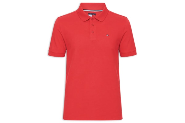 Polo Masculina Regular Fit com Vista Diferenciada - Vermelho