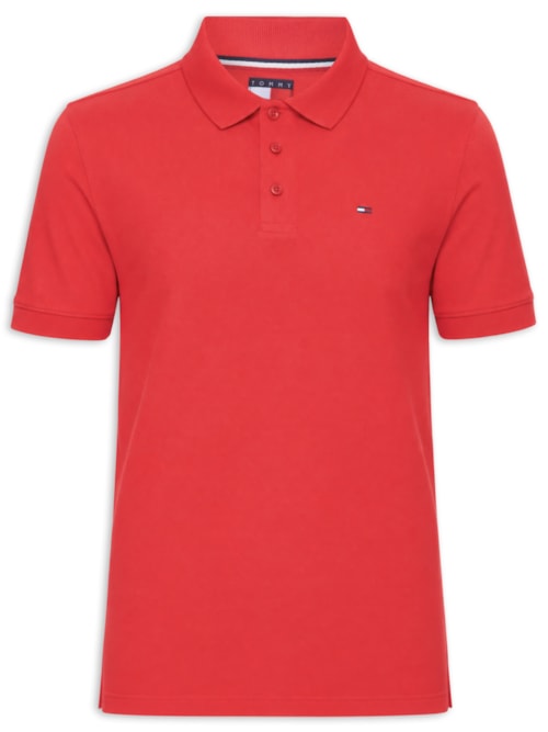 Polo Masculina Regular Fit com Vista Diferenciada – Vermelho