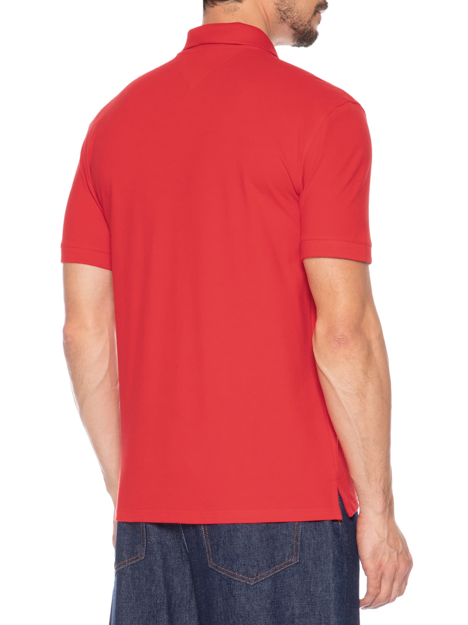 Polo Masculina Regular Fit com Vista Diferenciada Vermelho Tommy Jeans