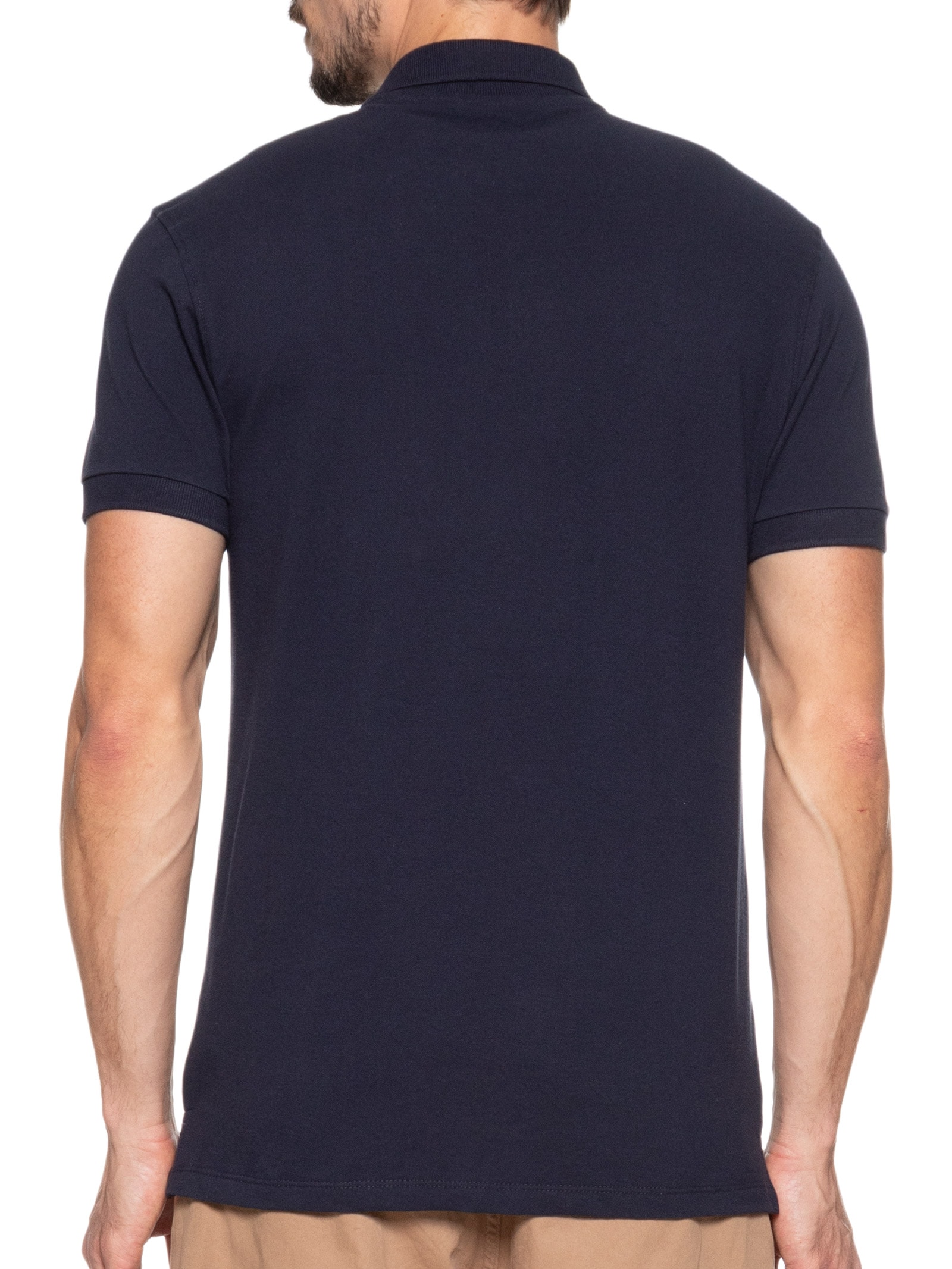 Polo Masculina Regular Fit Com Zíper Em Piquet Azul Aramis