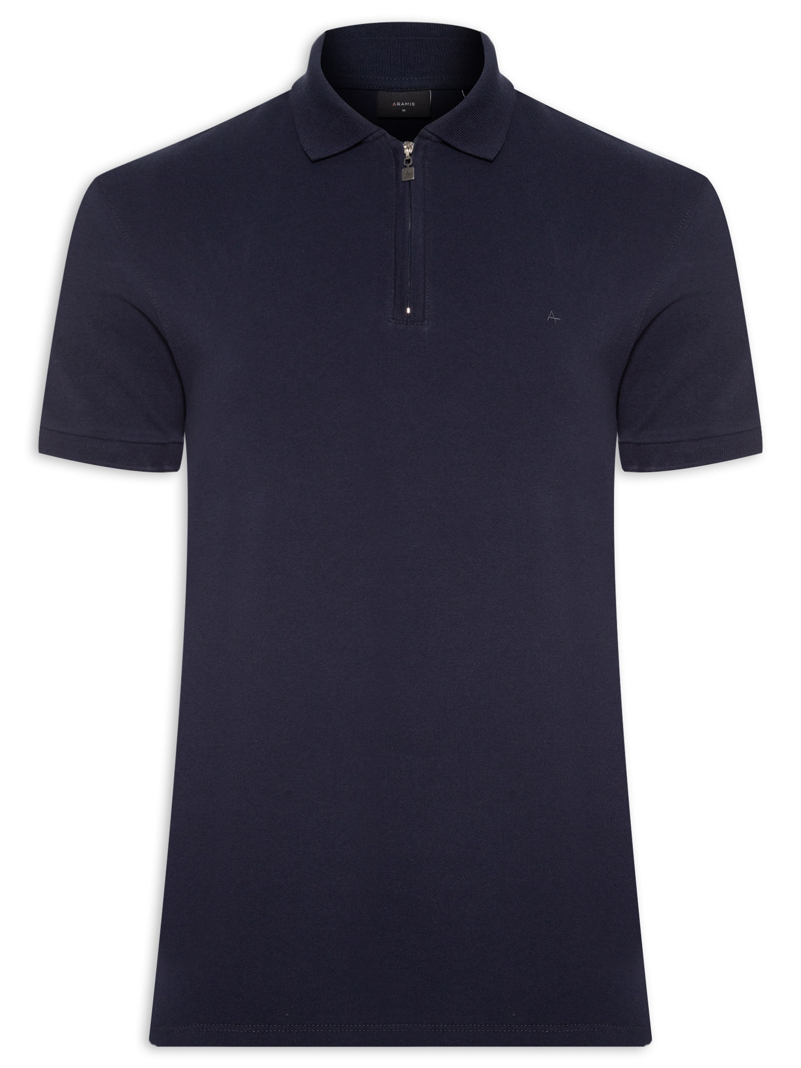Polo Masculina Regular Fit Com Zíper Em Piquet Azul Aramis