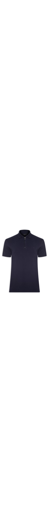 Polo Masculina Regular Fit Com Zíper Em Piquet - Azul