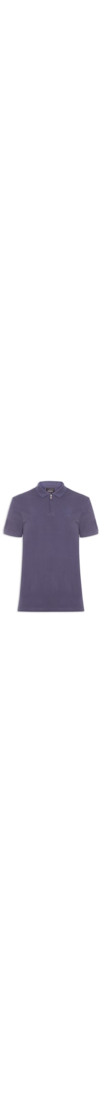 Polo Masculina Regular Fit Com Zíper Em Piquet - Azul