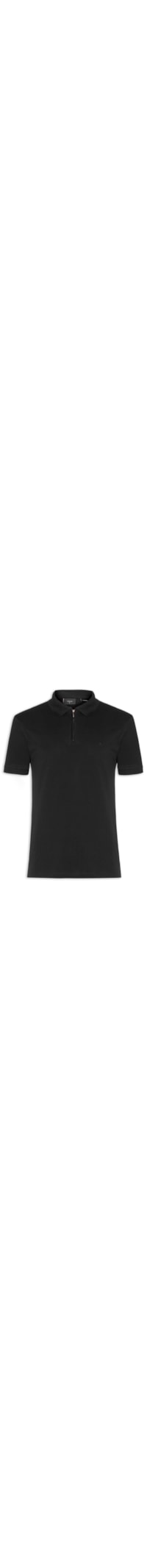 Polo Masculina Regular Fit com Zíper em Piquet - Preto
