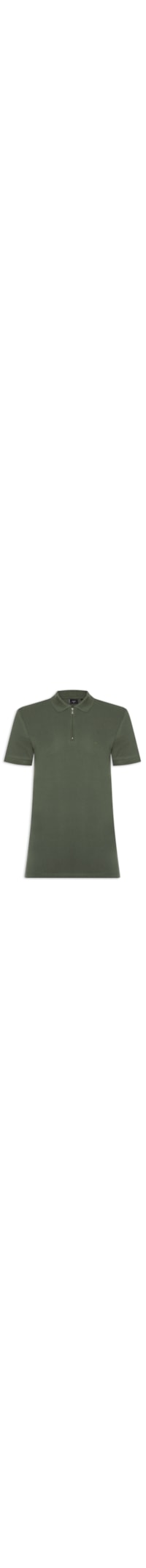 Polo Masculina Regular Fit Com Zíper Em Piquet - Verde