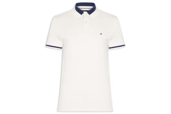 Polo Masculina Regular Fit Detalhe Contrastante - Off White