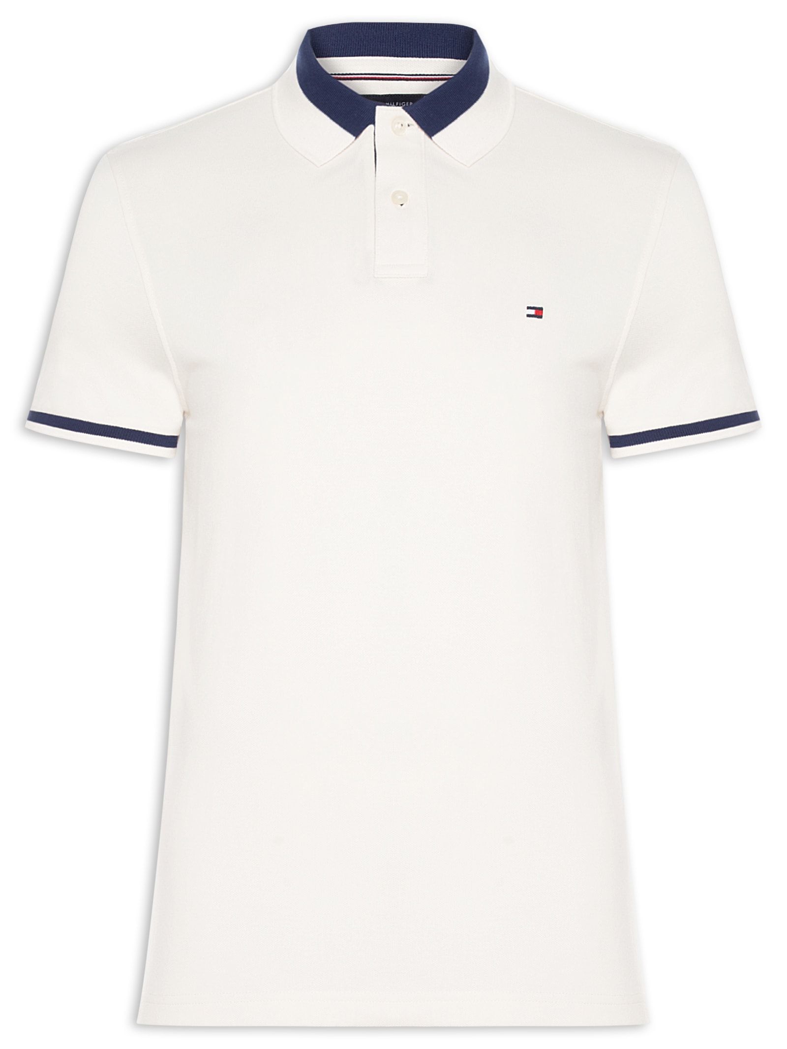 Polo Masculina Regular Fit Detalhe Contrastante Off White Tommy Hilfiger