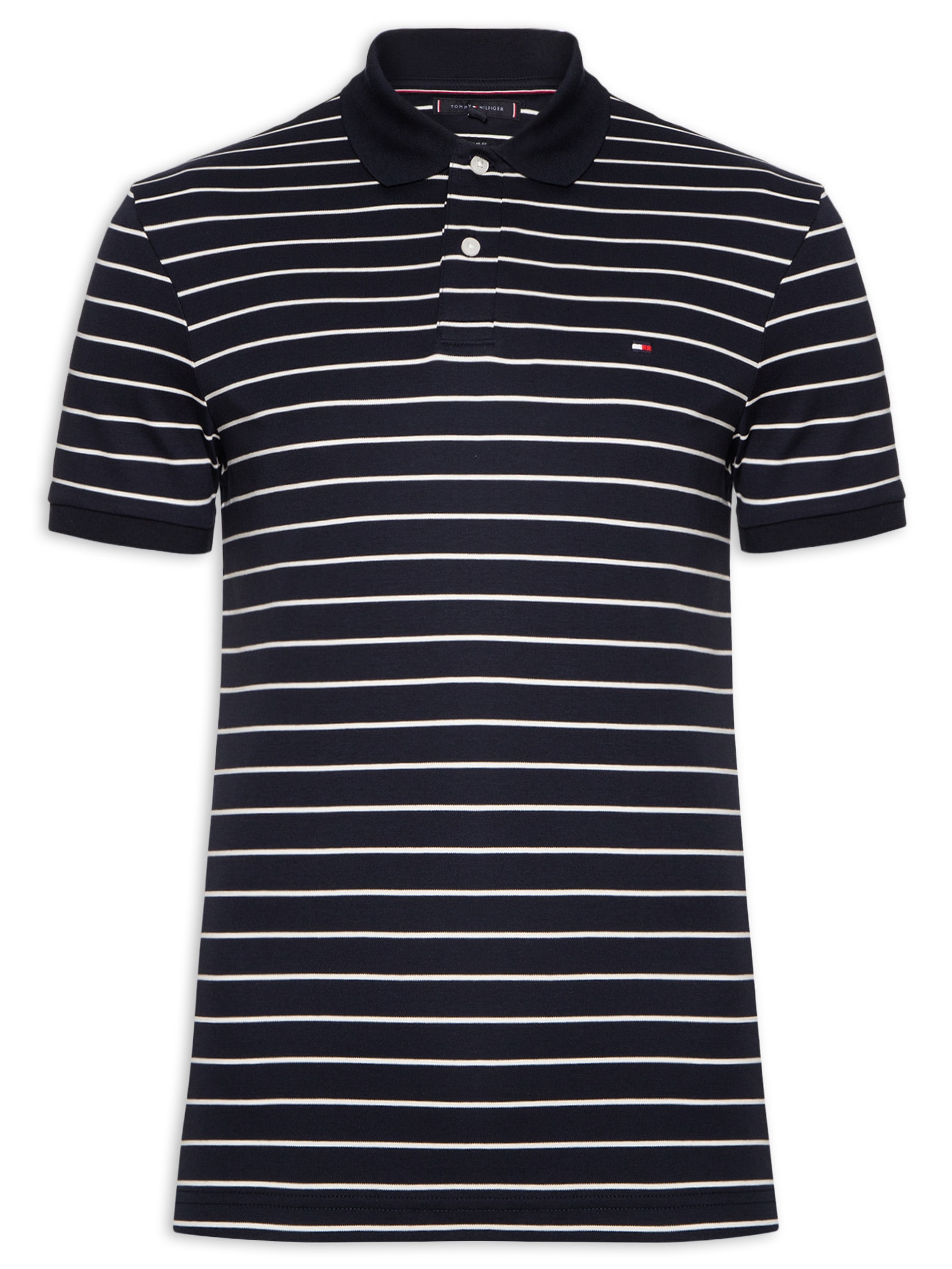 Polo Masculina Regular Fit Em Algodão Bci Azul Tommy Hilfiger