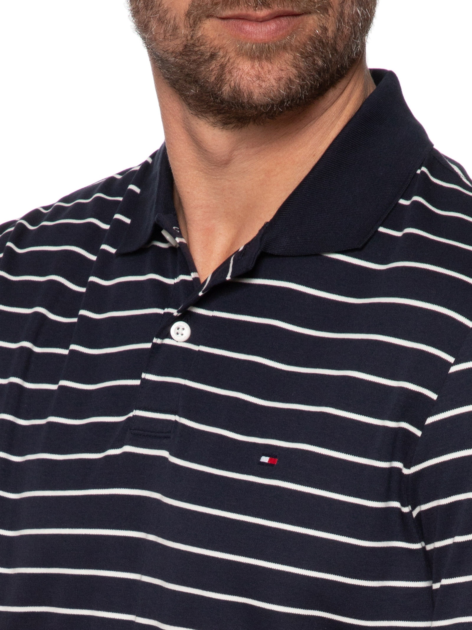 Polo Masculina Regular Fit Em Algodão Bci Azul Tommy Hilfiger