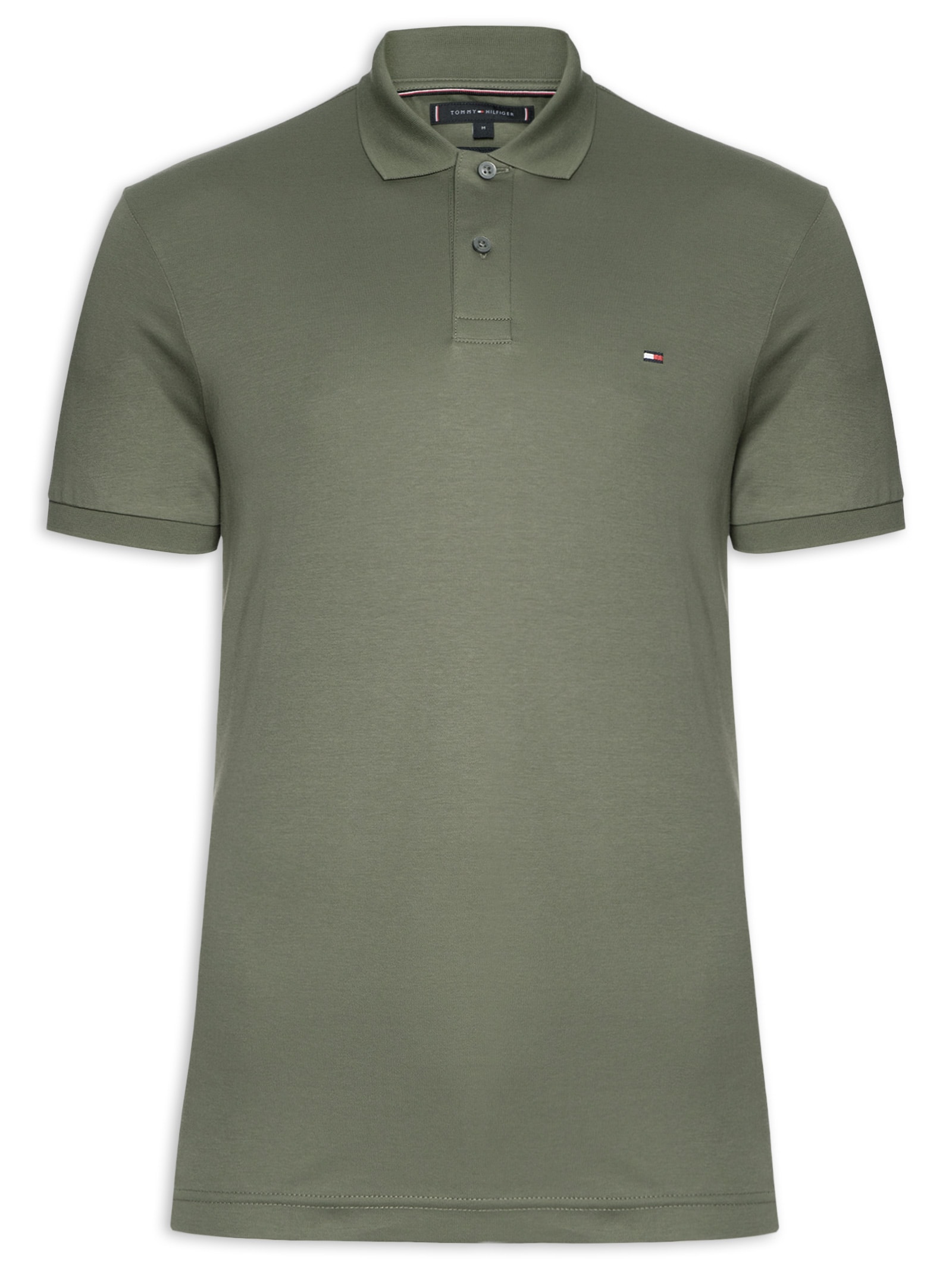 Polo Masculina Regular Fit Em Algodão Bci Verde Tommy Hilfiger