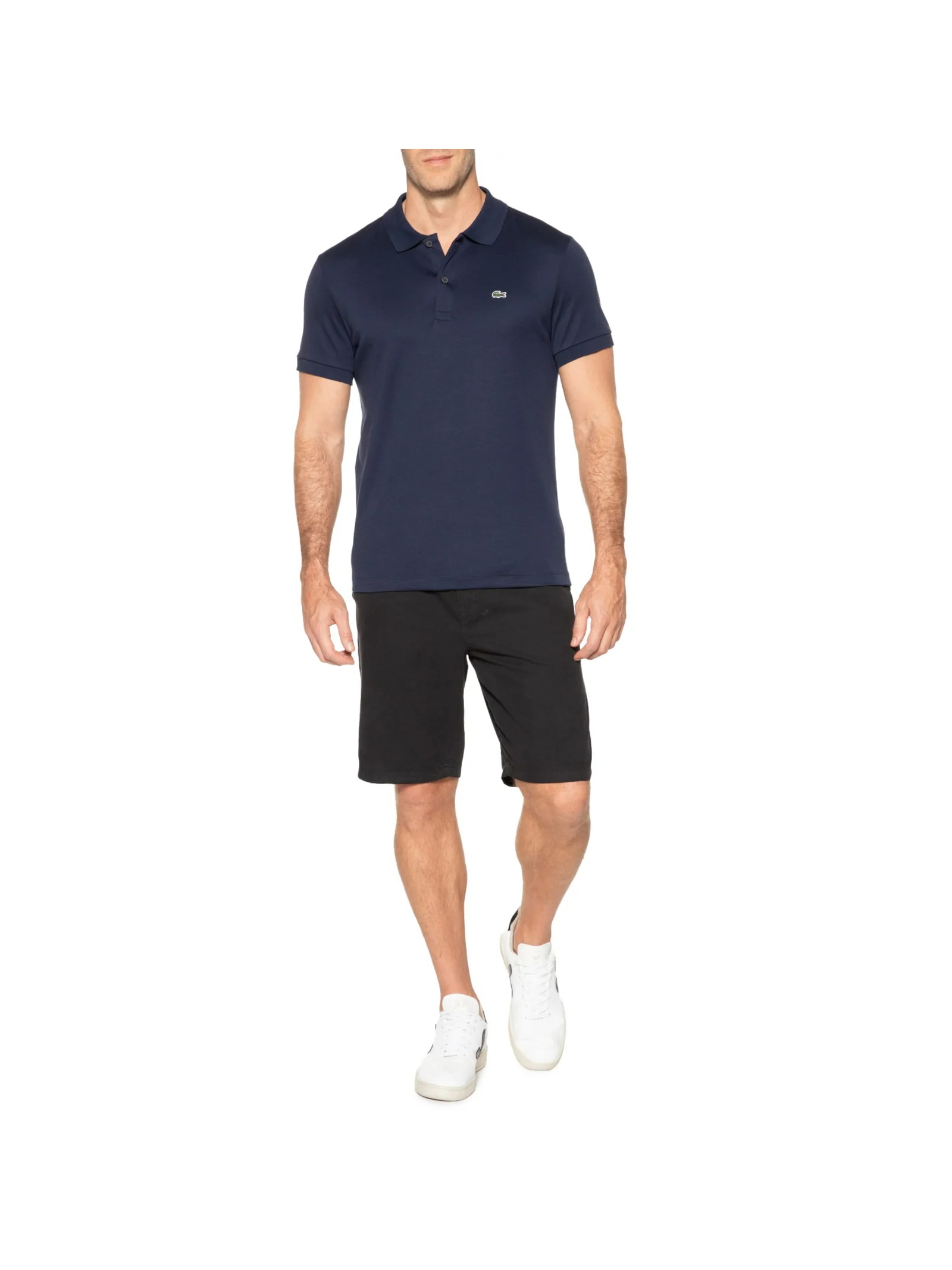 Polo Masculina Regular Fit Em Algodão Pima Azul Lacoste