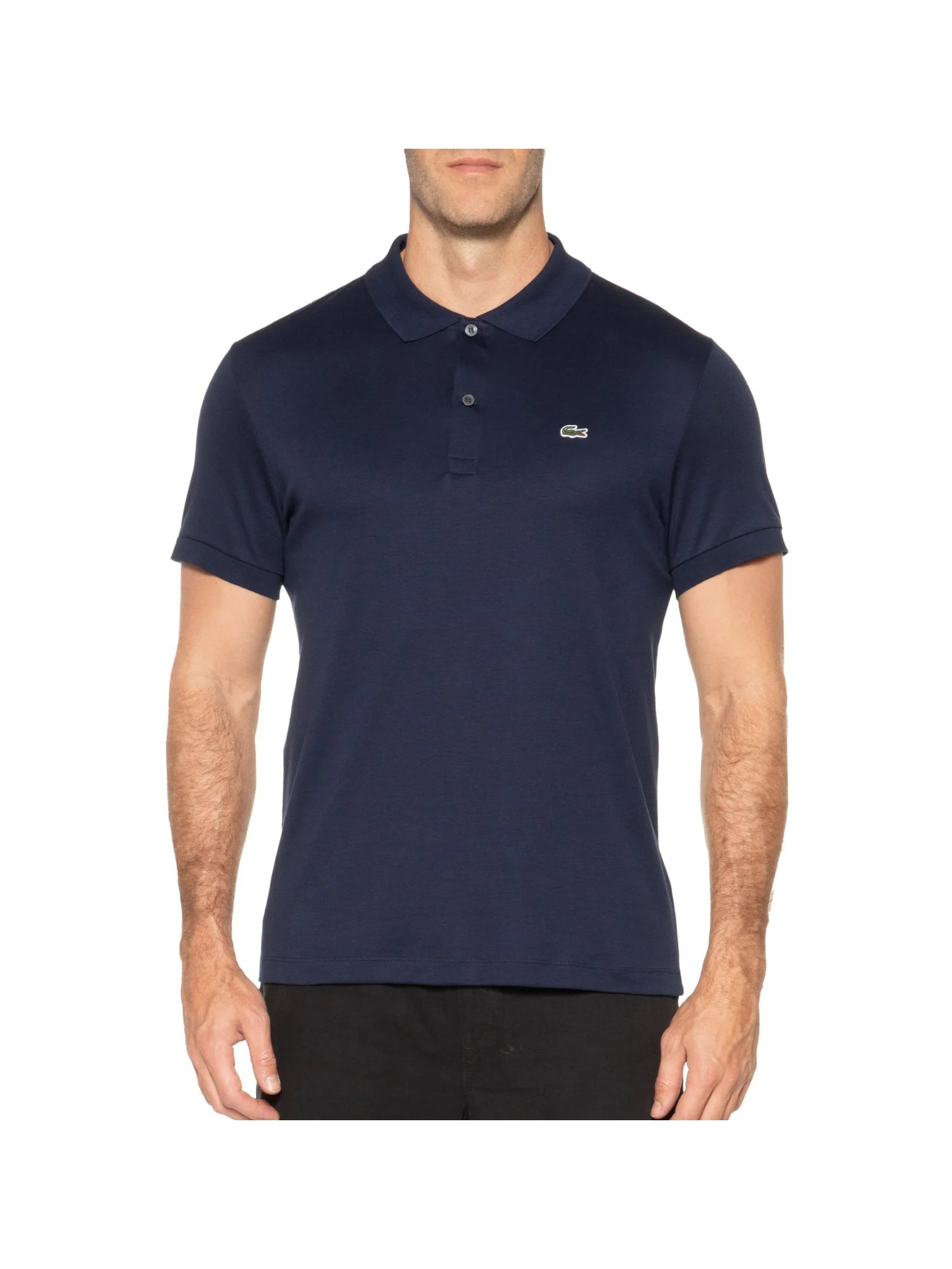 Polo Masculina Regular Fit Em Algodão Pima Azul Lacoste
