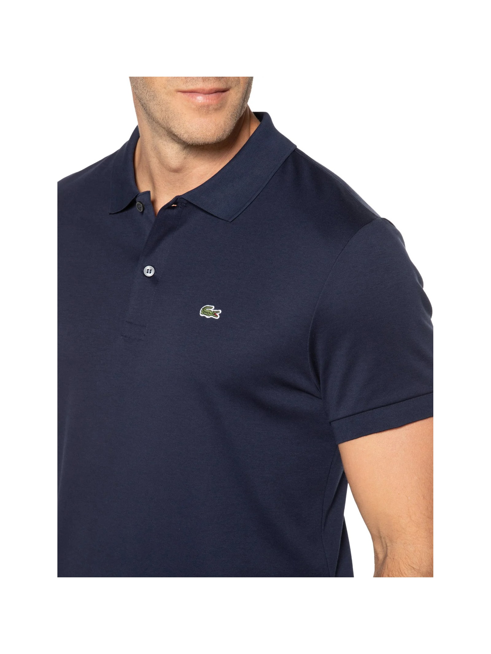 Polo Masculina Regular Fit Em Algodão Pima Azul Lacoste