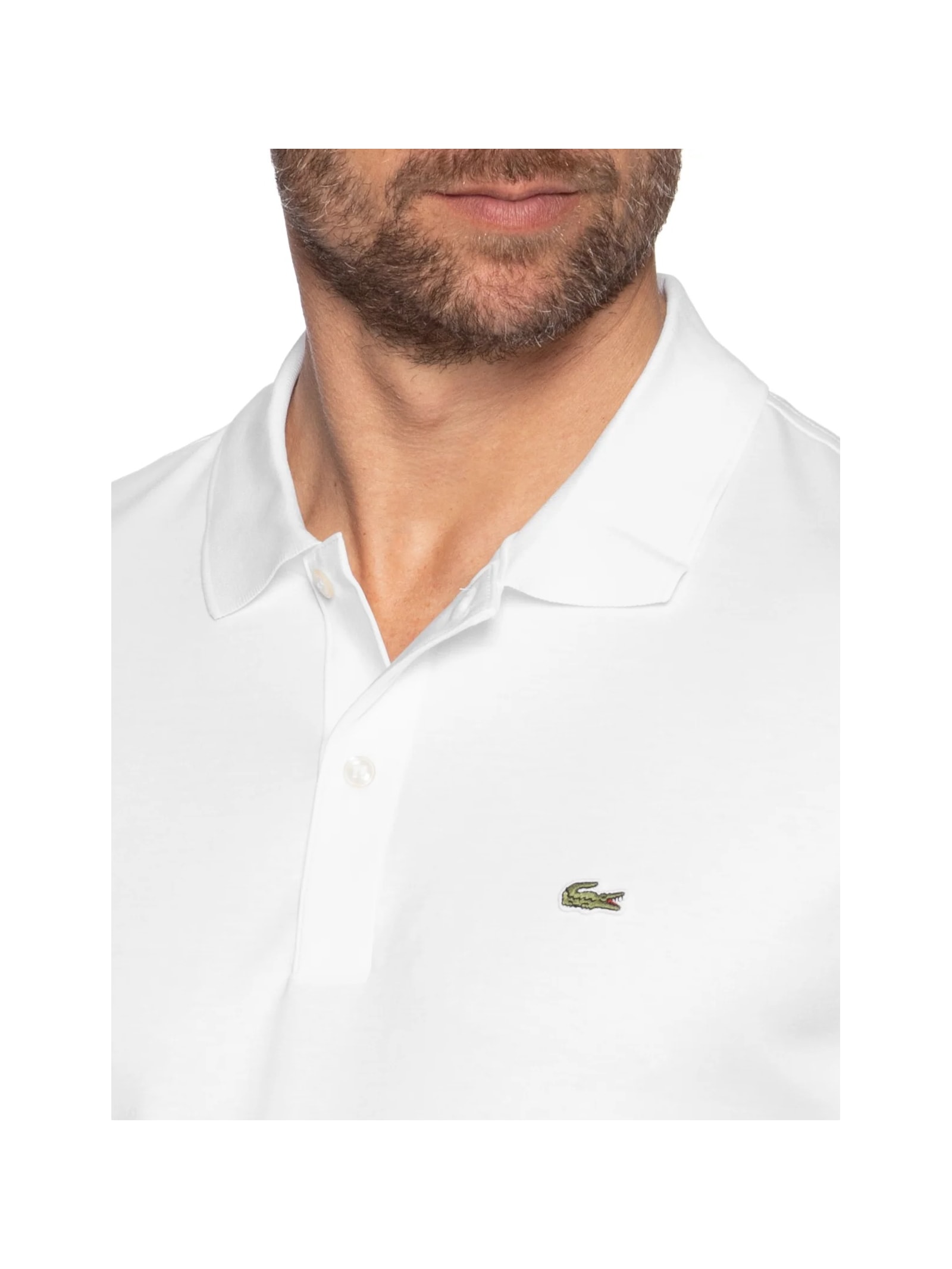 Polo Masculina Regular Fit Em Algodão Pima Branco Lacoste