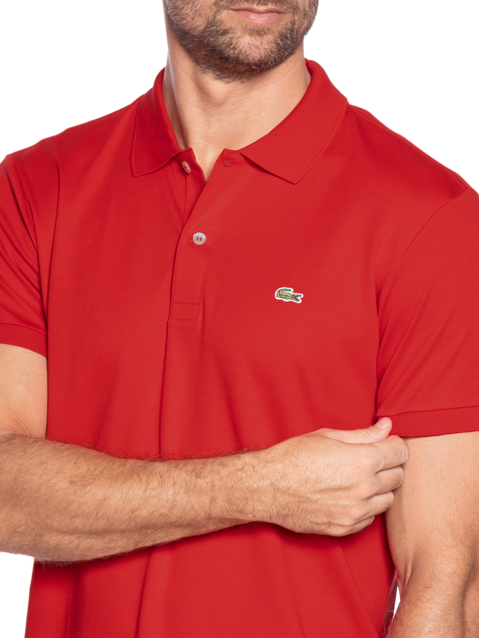 Polo Masculina Regular Fit Em Algodão Pima Vermelho Lacoste