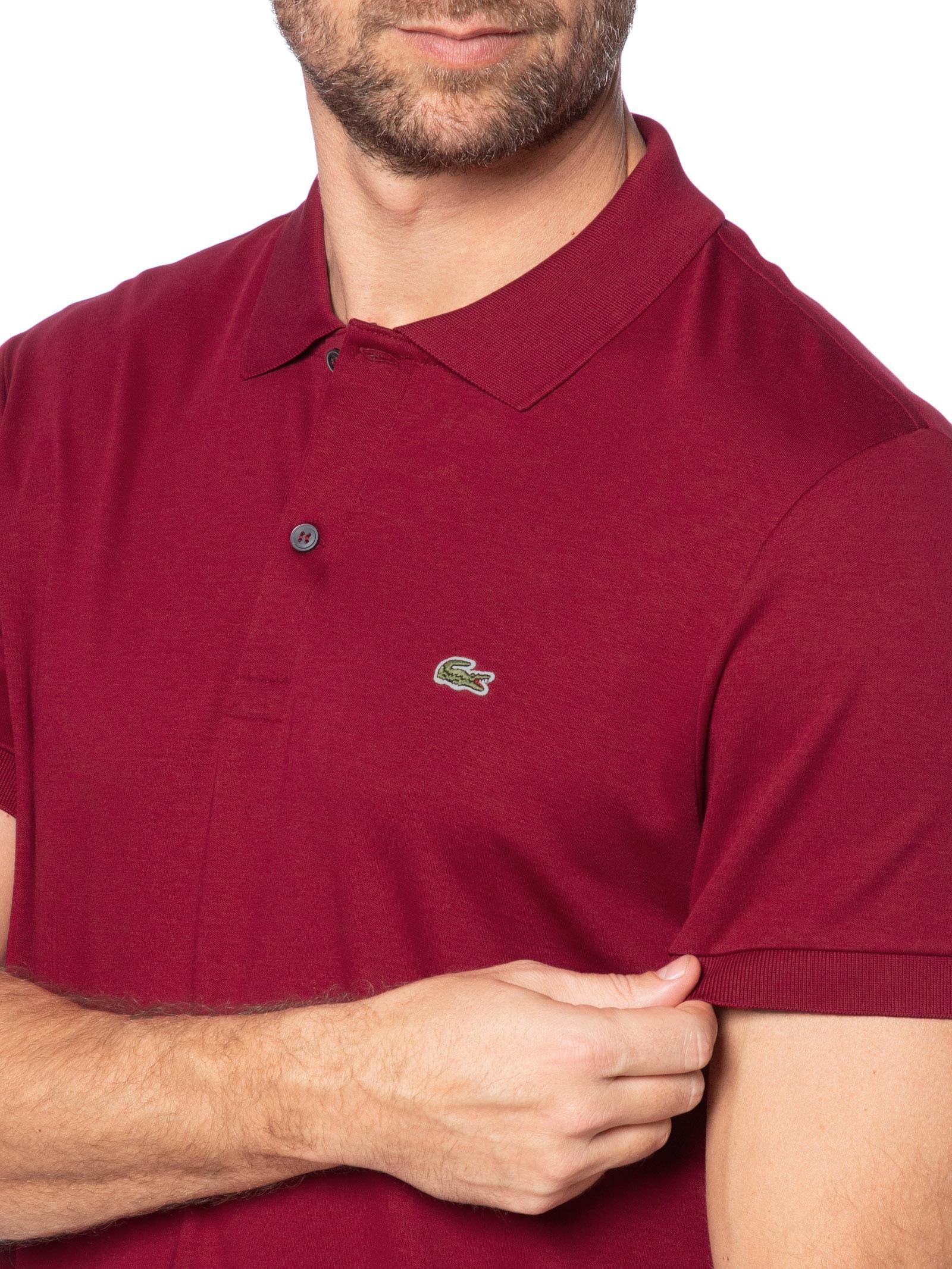 Polo Masculina Regular Fit em Algodão Pima Vermelho Lacoste