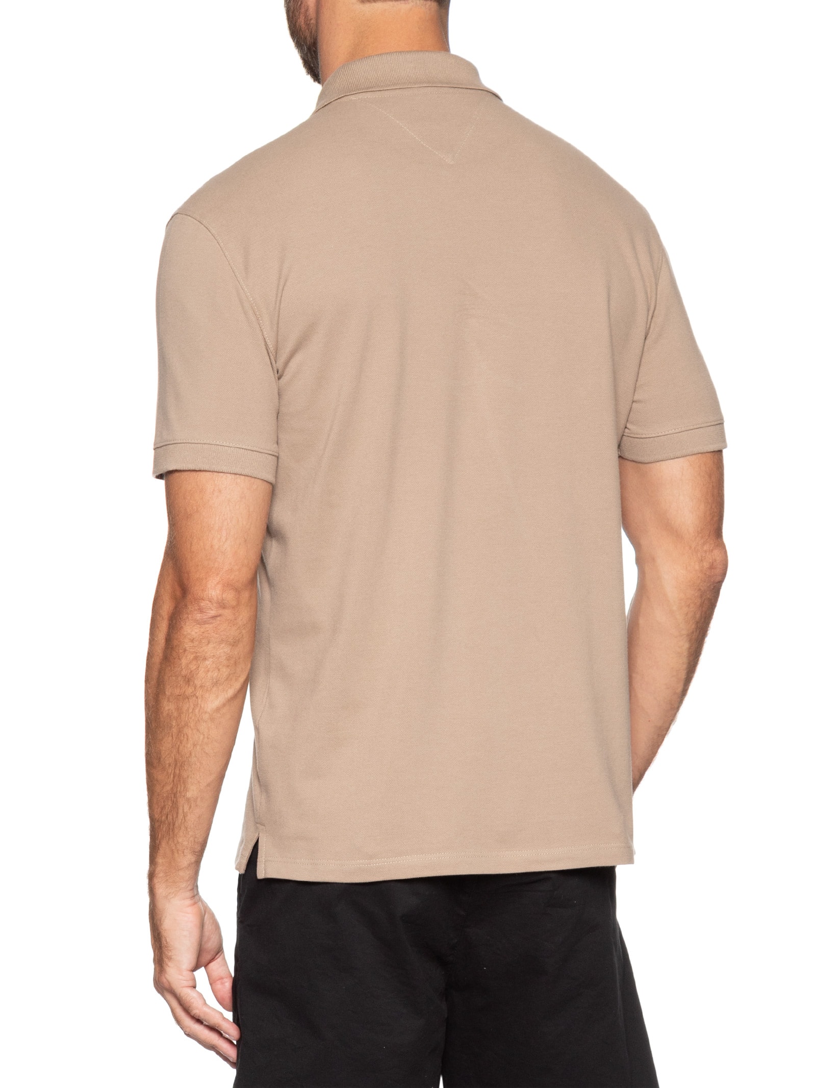 Polo Masculina Regular Fit em Pique  Bege Tommy Jeans