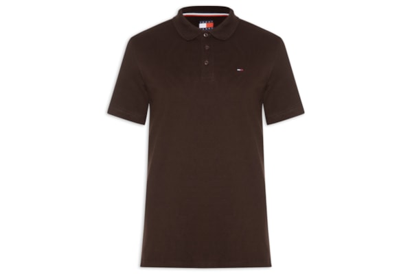 Polo Masculina Regular Fit em Pique - Marrom