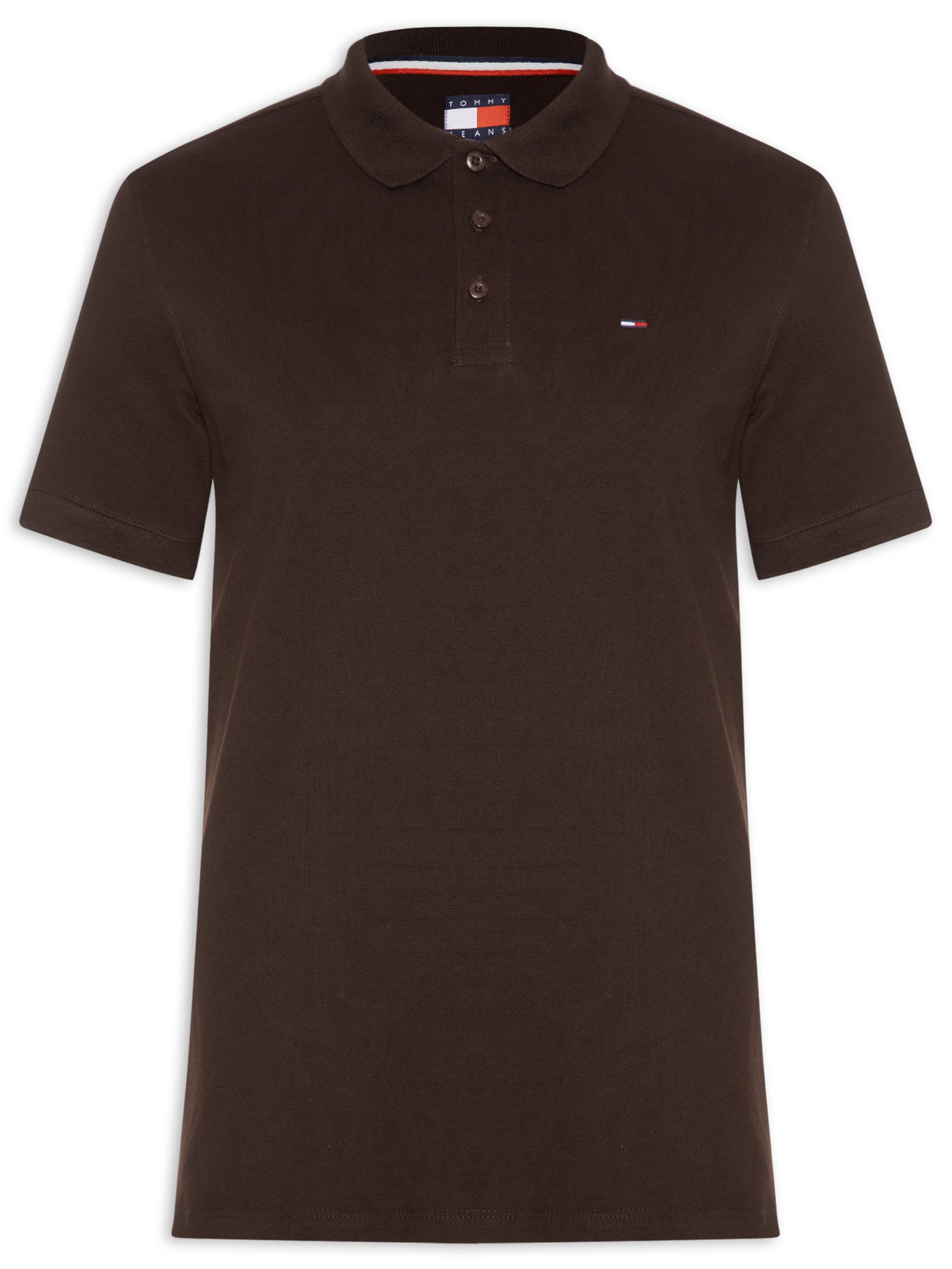 Polo Masculina Regular Fit em Pique Marrom Tommy Jeans