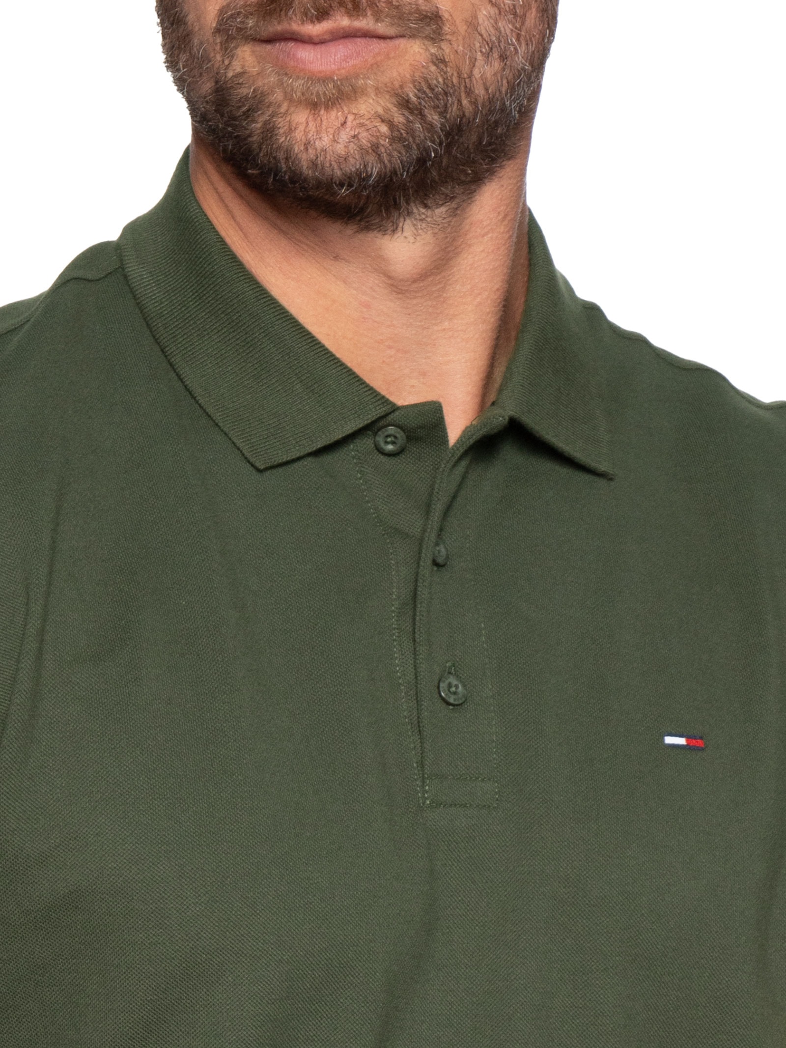 Polo Masculina Regular Fit em Pique Verde Tommy Jeans