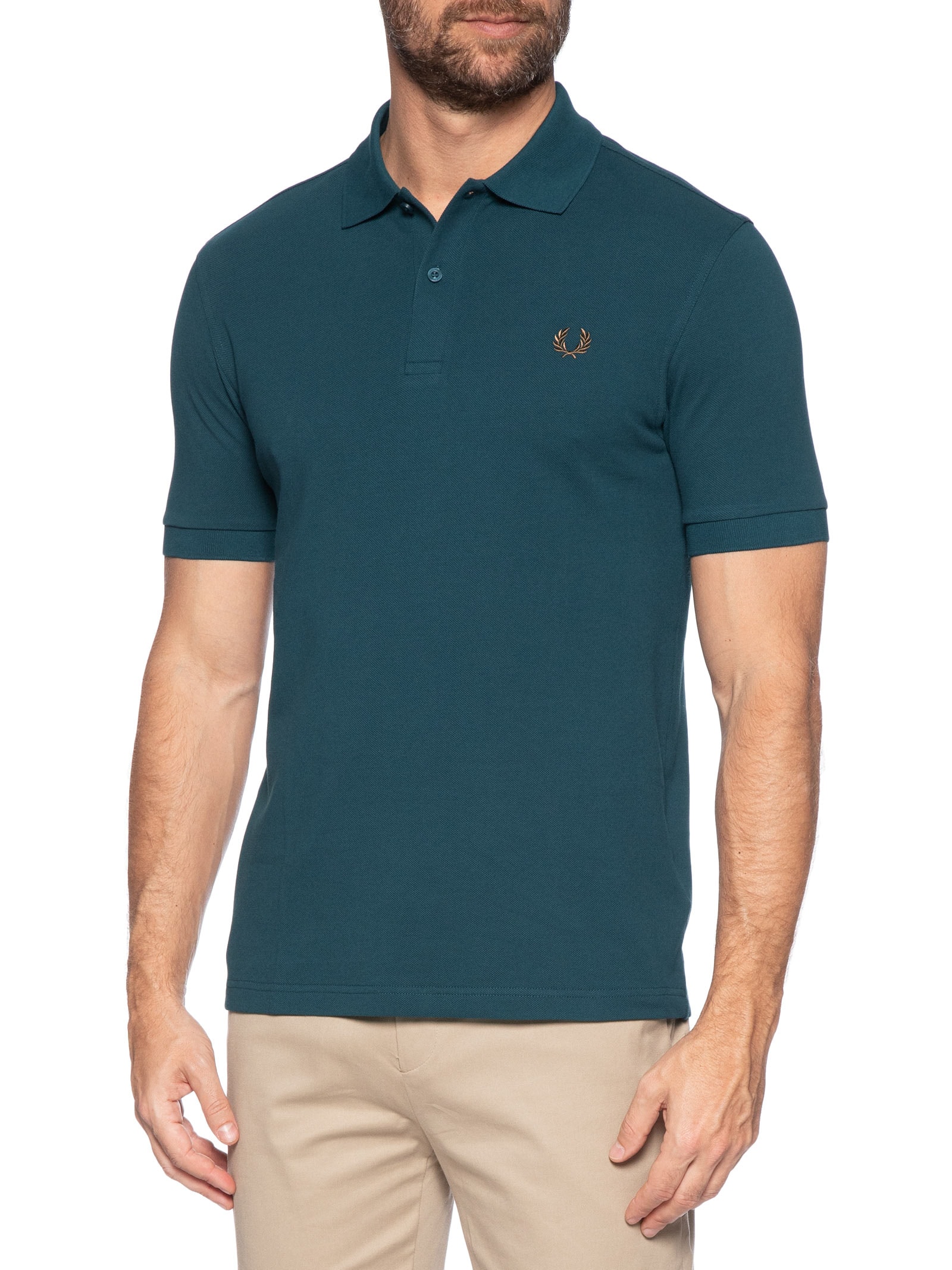 Polo Masculina Regular Fit Em Piquet de Algodão Azul Fred Perry