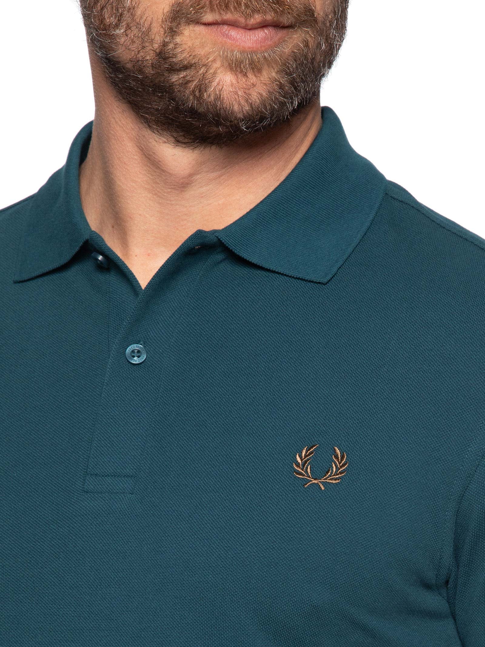 Polo Masculina Regular Fit Em Piquet de Algodão Azul Fred Perry