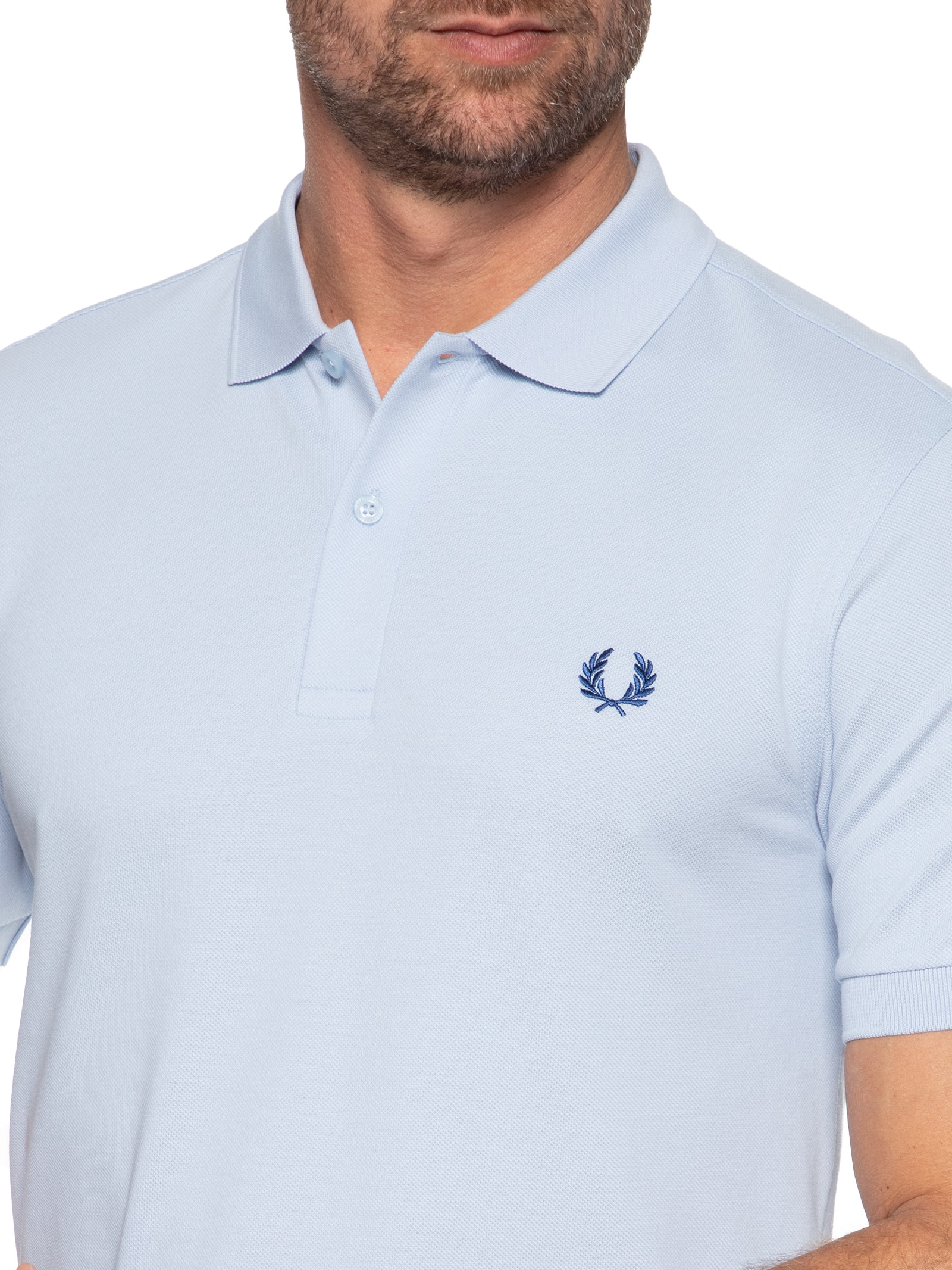 Polo Masculina Regular Fit Em Piquet de Algodão Azul Fred Perry