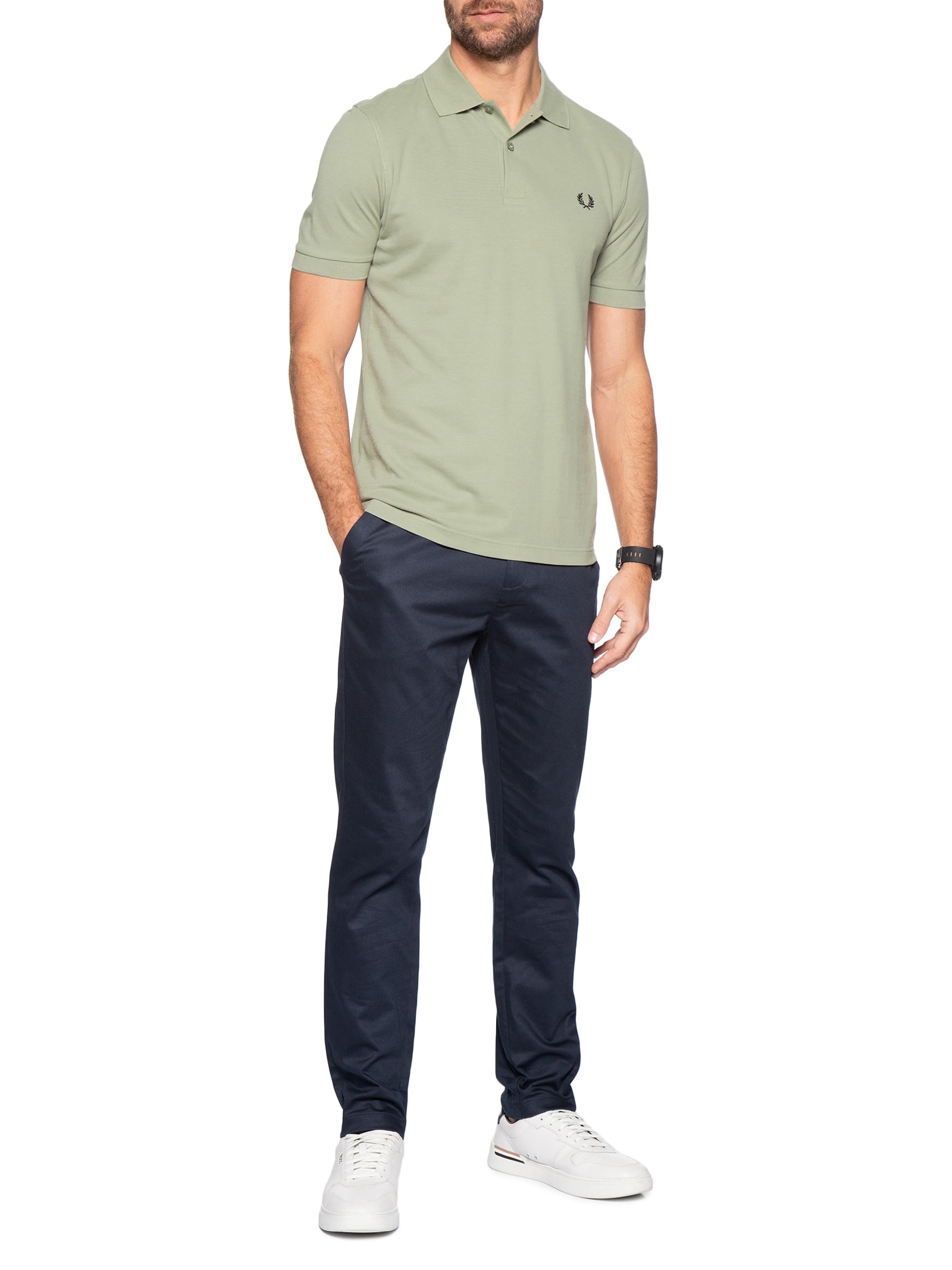 Polo Masculina Regular Fit Em Piquet De Algodão Verde Fred Perry
