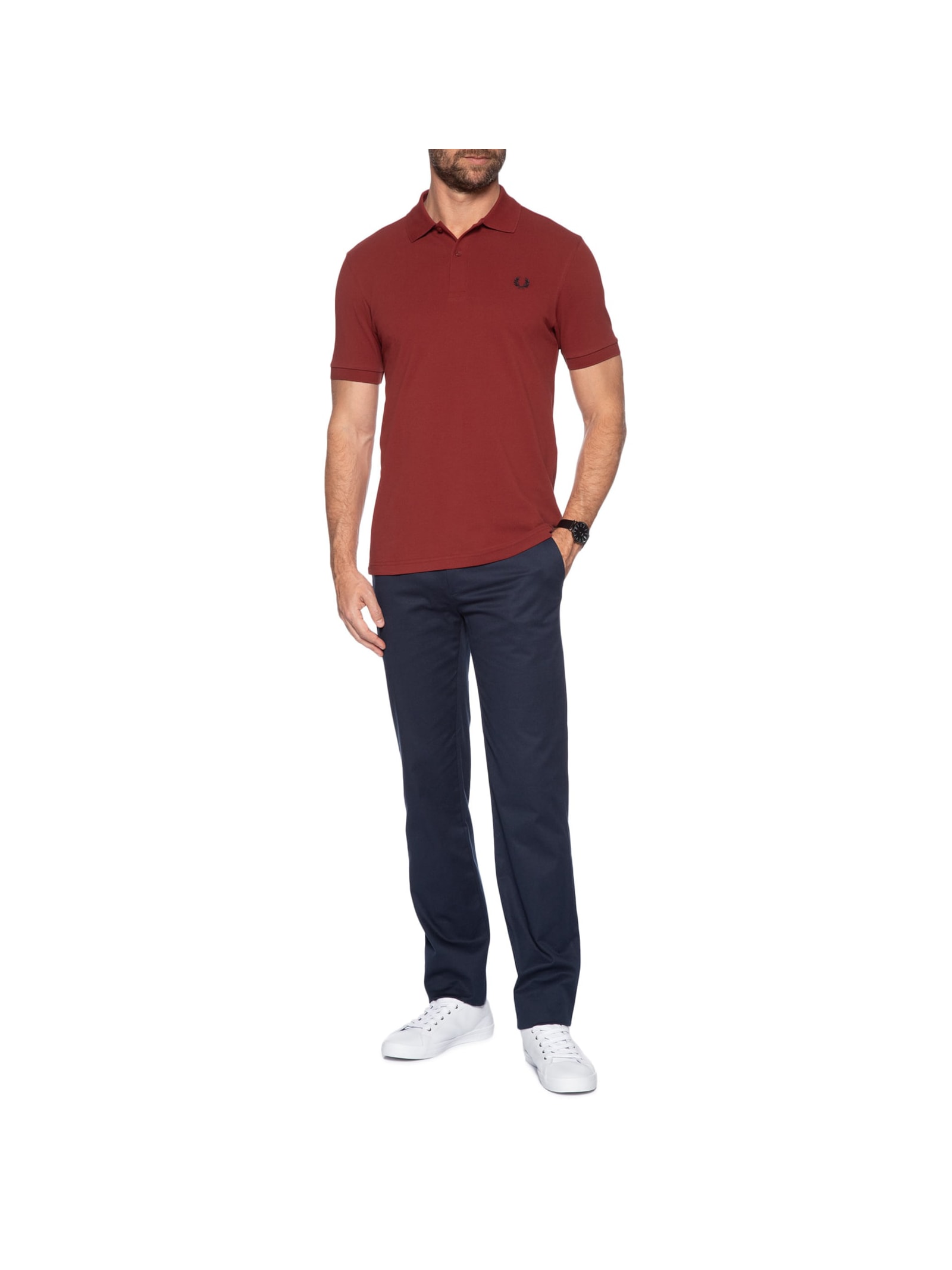 Polo Masculina Regular Fit Em Piquet de Algodão Vermelho Fred Perry