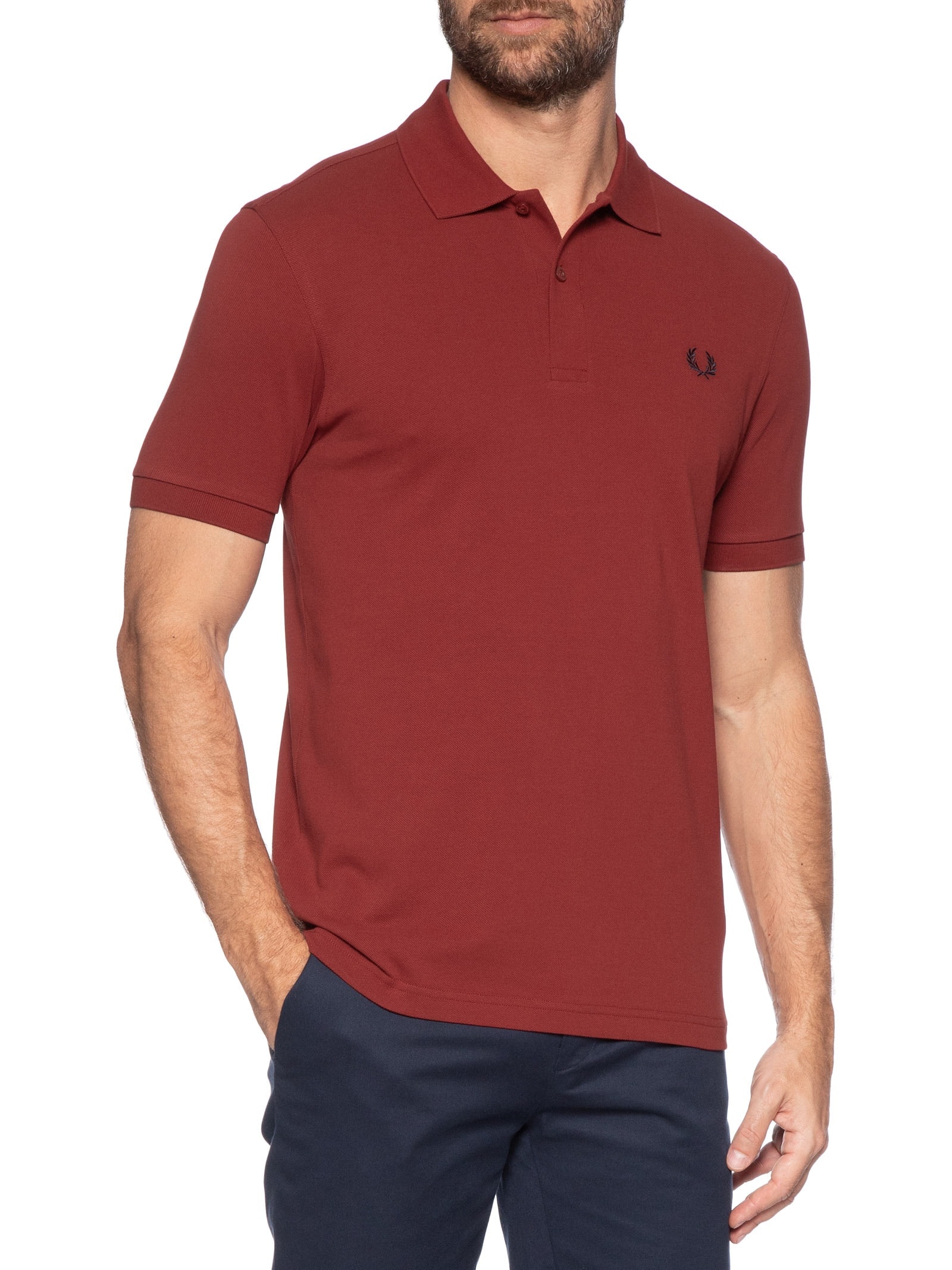 Polo Masculina Regular Fit Em Piquet de Algodão Vermelho Fred Perry