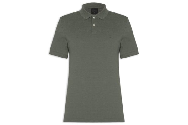 Polo Masculina Regular Fit Em Piquet Mescla - Verde