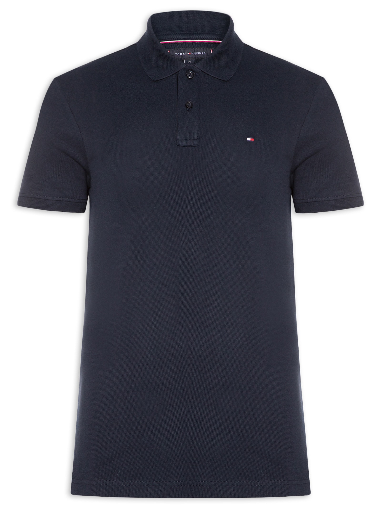 Polo Masculina Regular Fit Em Piquet Placket Interest Azul Tommy Hilfiger