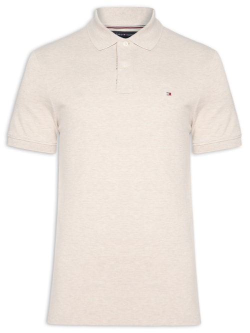 Polo Masculina Regular Fit Em Piquet Placket Interest – Bege