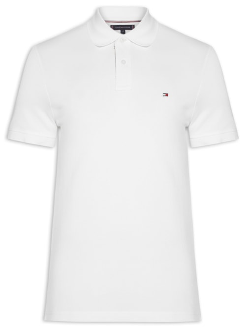Polo Masculina Regular Fit Em Piquet Placket Interest - Branco