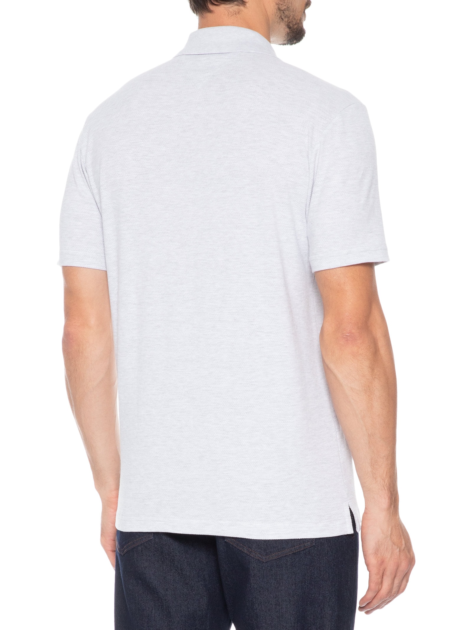 Polo Masculina Regular Fit em Waffle Cinza Tommy Jeans