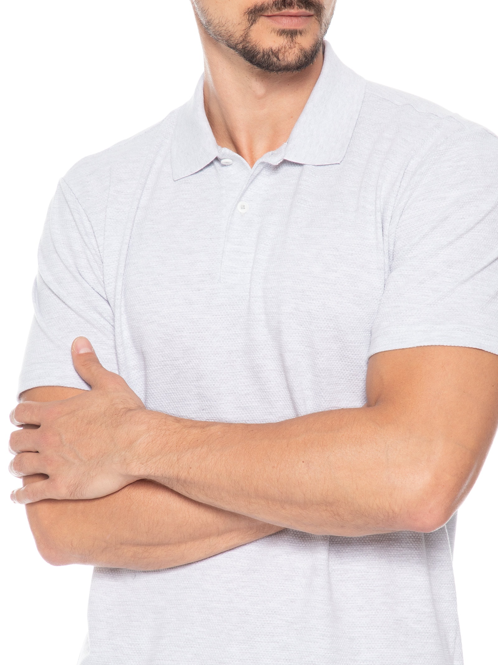 Polo Masculina Regular Fit em Waffle – Cinza Tommy Jeans