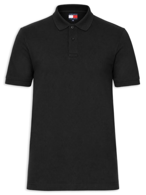 Polo Masculina Regular Fit em Waffle – Preto