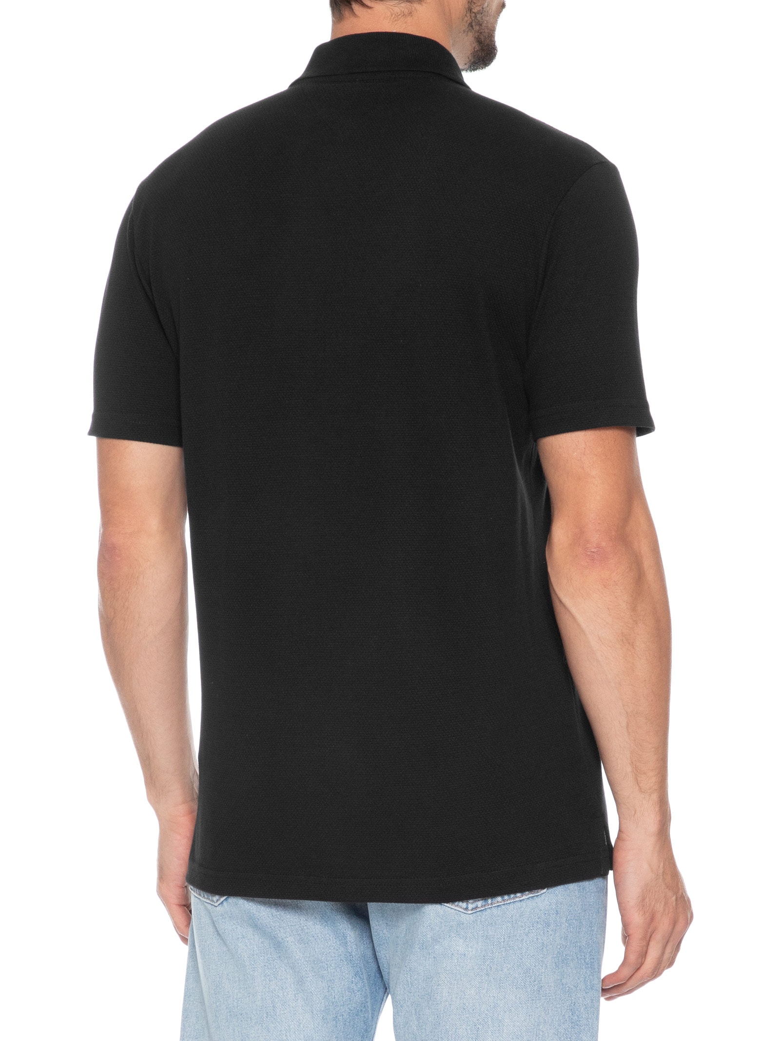 Polo Masculina Regular Fit em Waffle – Preto Tommy Jeans