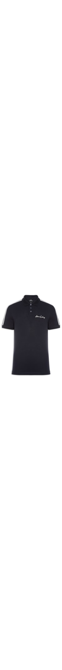 Polo Masculina Regular Fit Faixa Contraste Signature Logo - Azul