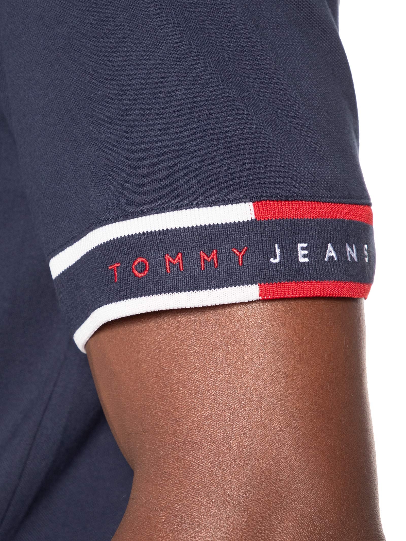 Polo Masculina Regular Fit Flag Cuff Azul Tommy Jeans