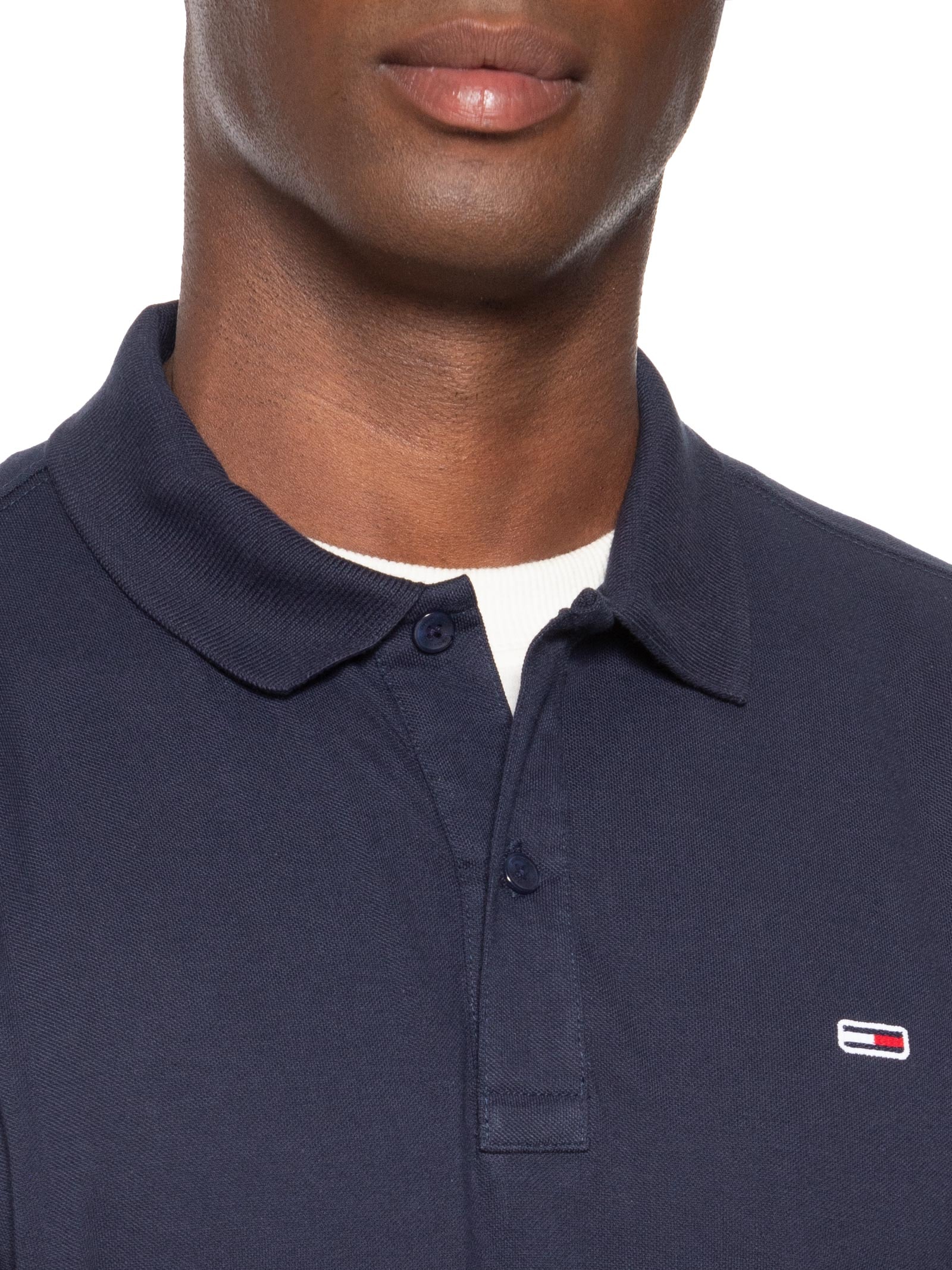 Polo Masculina Regular Fit Flag Cuff Azul Tommy Jeans