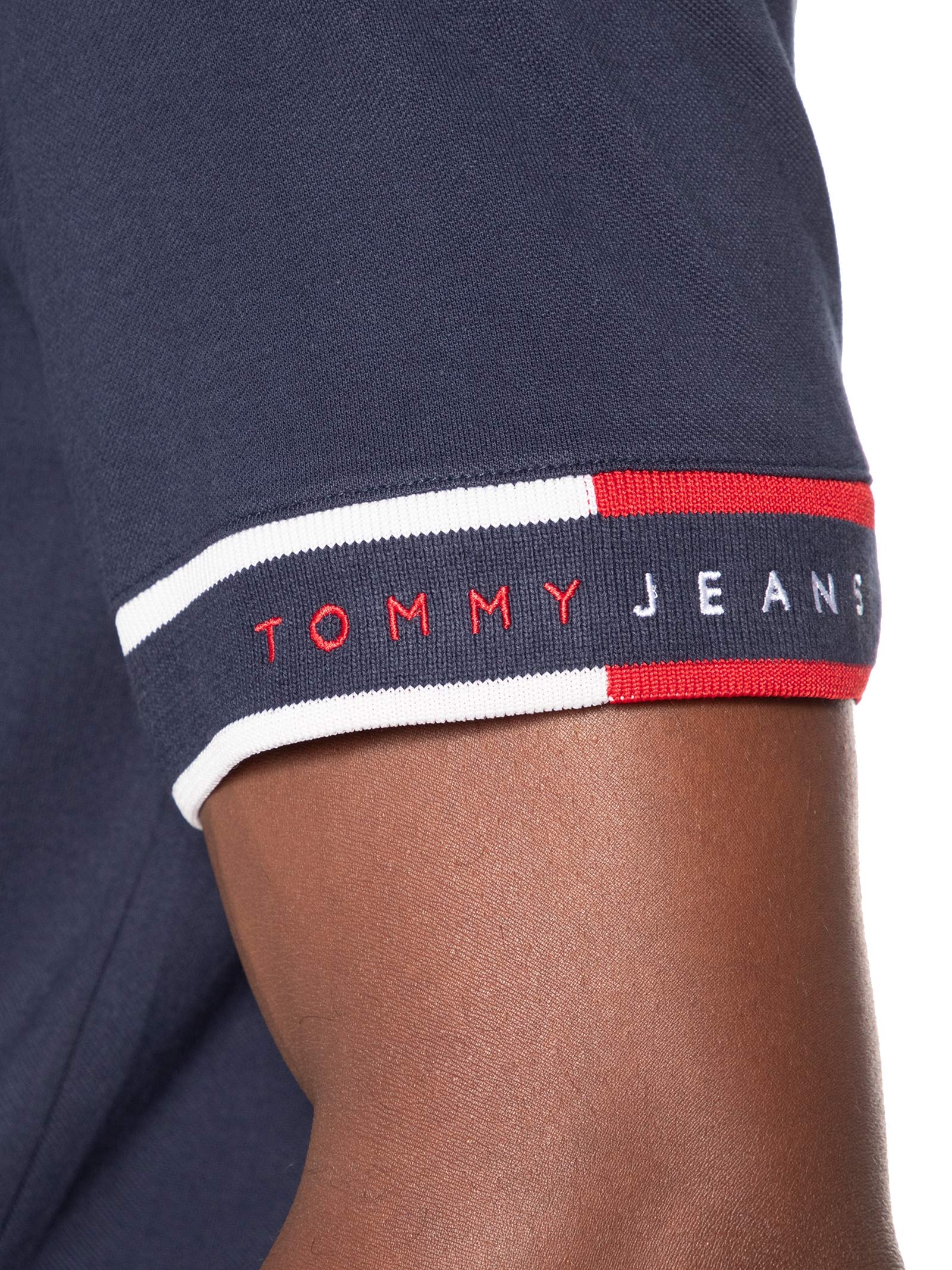Polo Masculina Regular Fit Flag Cuff Azul Tommy Jeans