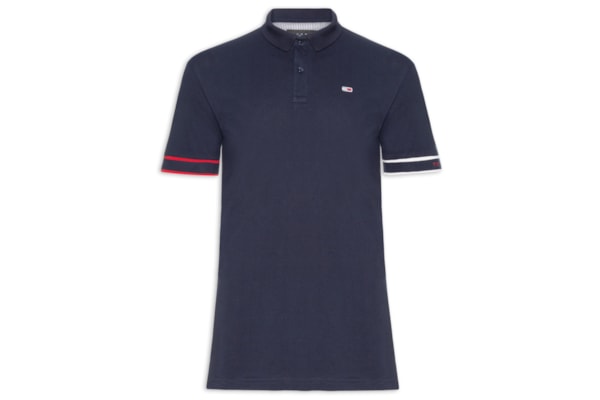 Polo Masculina Regular Fit Flag Cuff - Azul