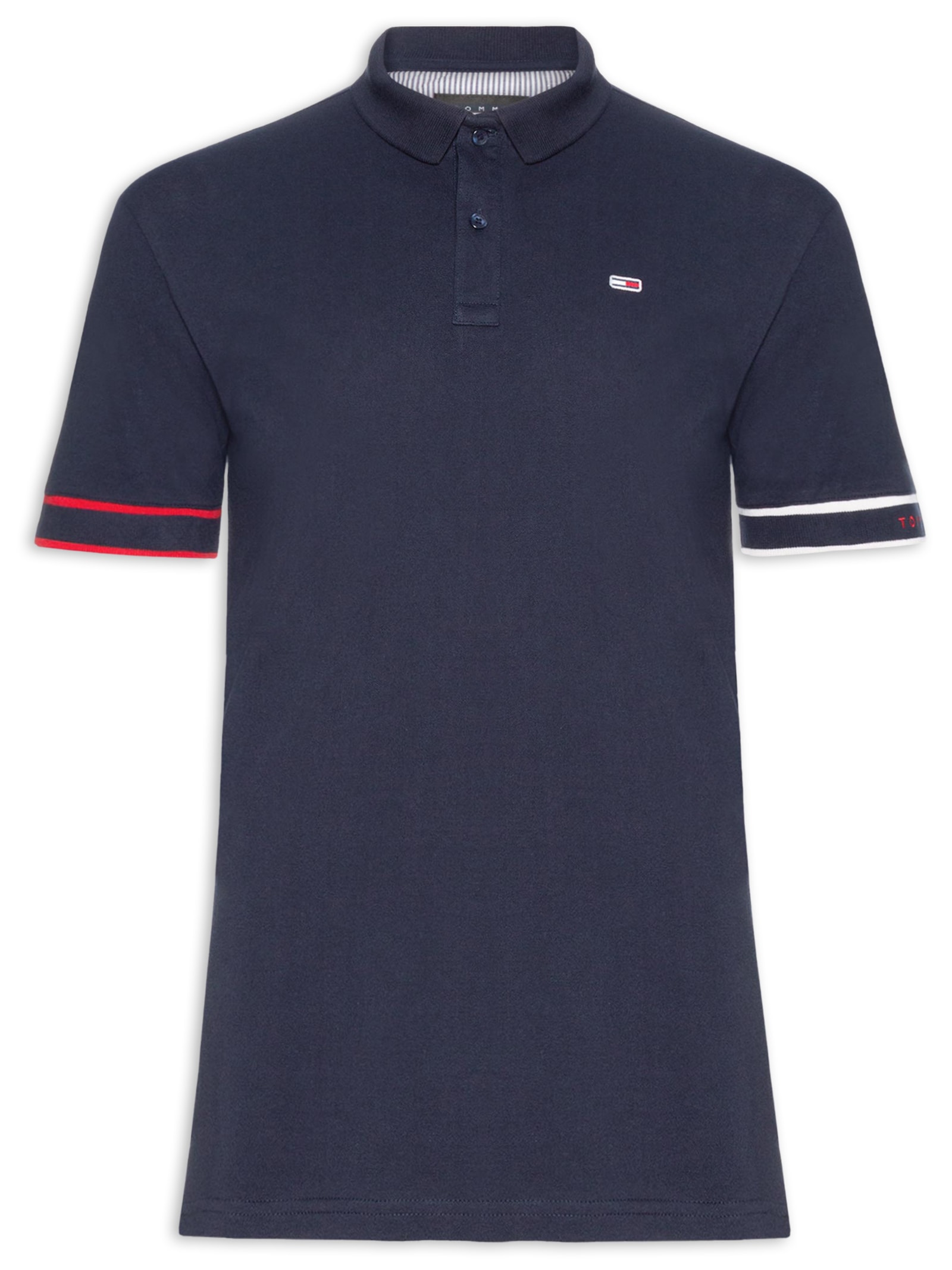 Polo Masculina Regular Fit Flag Cuff Azul Tommy Jeans