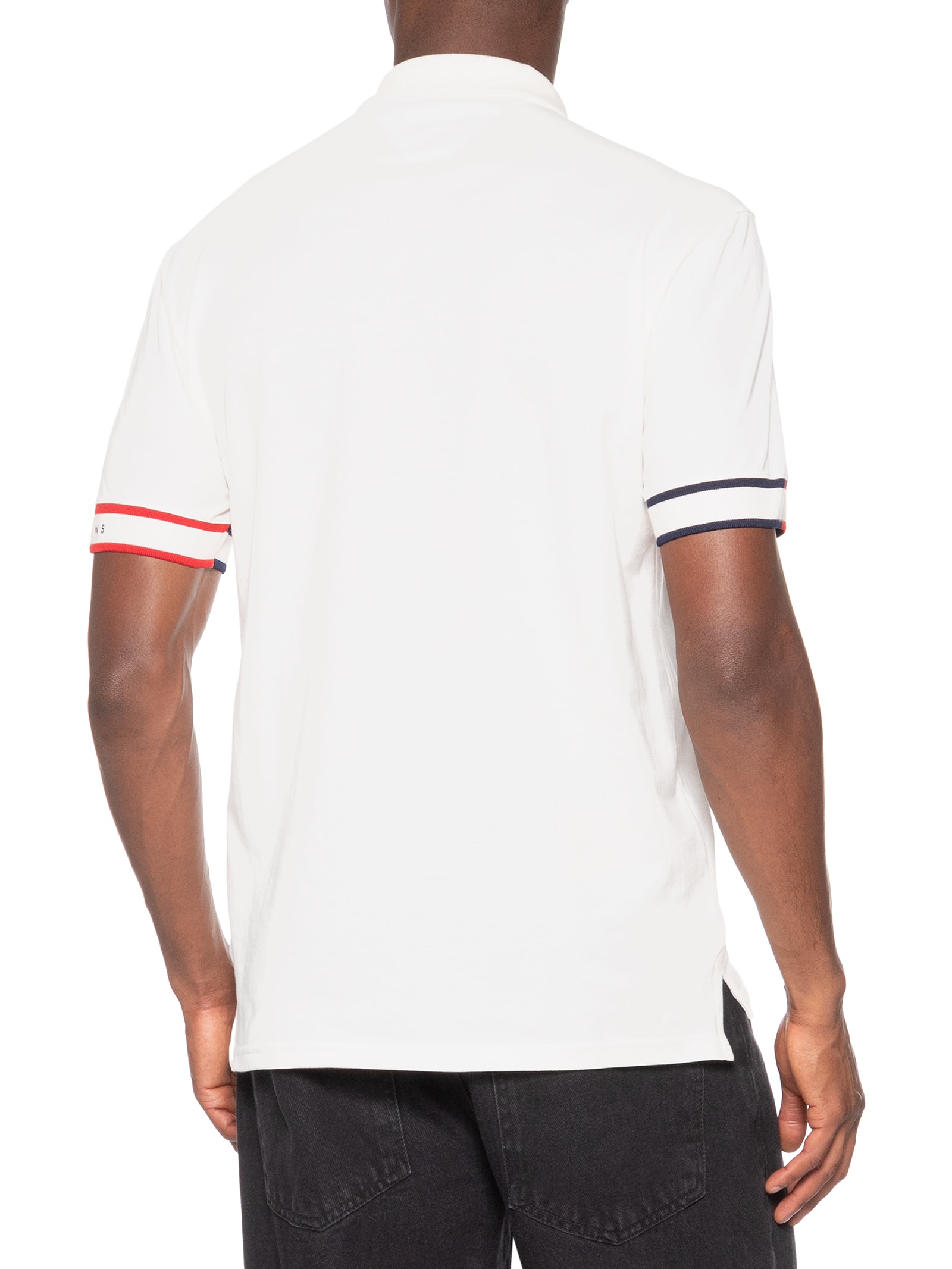 Polo Masculina Regular Fit Flag Cuff Branco Tommy Jeans