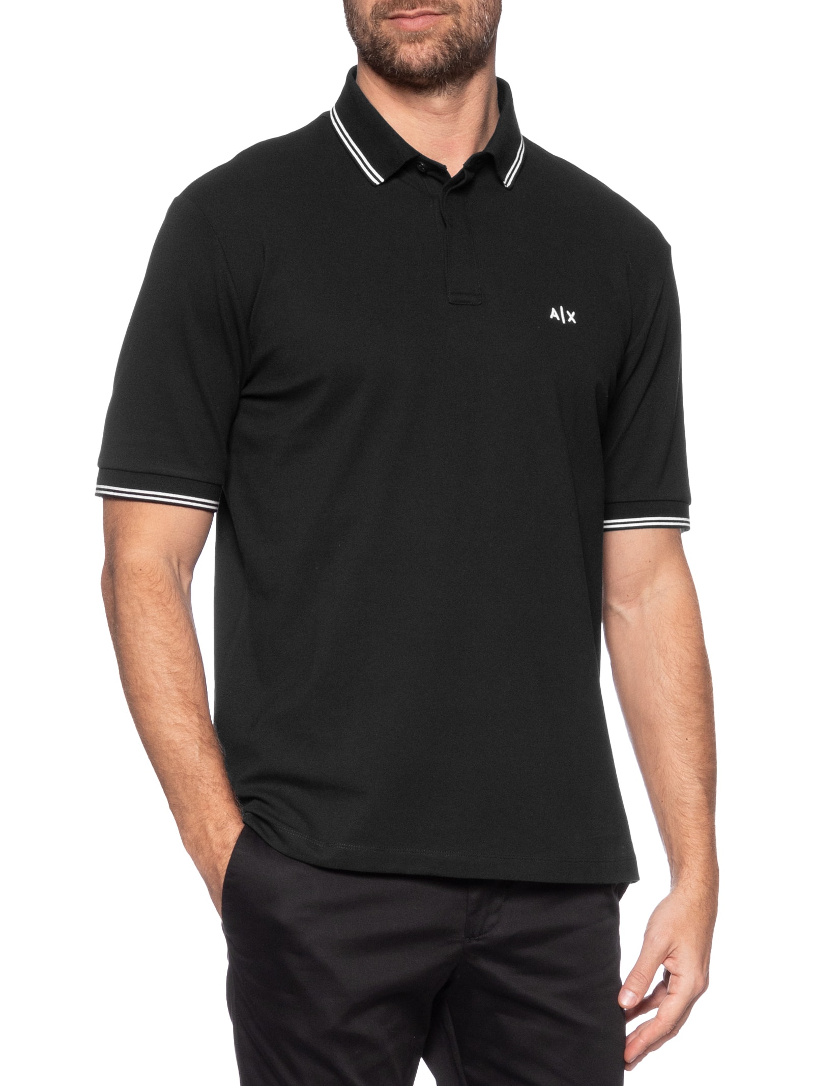 Armani Exchange - Polo Masculina Regular Fit Friso Contrastante