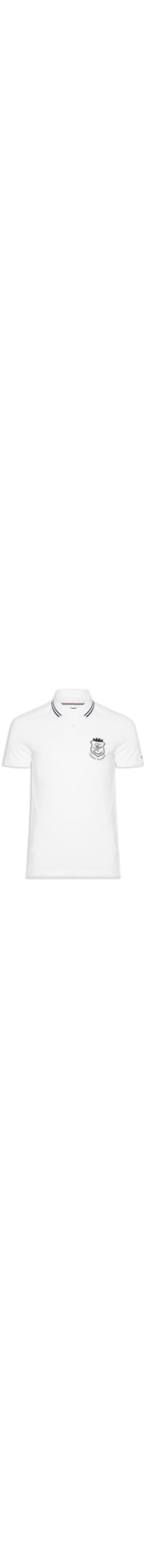 Polo Masculina Regular Fit Gola Friso Duplo e Brasão – Branco