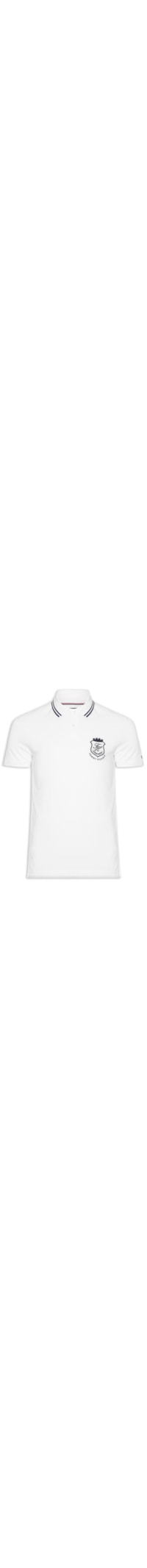 Polo Masculina Regular Fit Gola Friso Duplo e Brasão – Branco